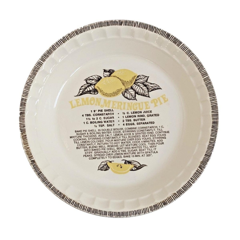 Vintage 1980 Royal China Jeannette Lemon Meringue Pie Recipe Ceramic Plate 11"